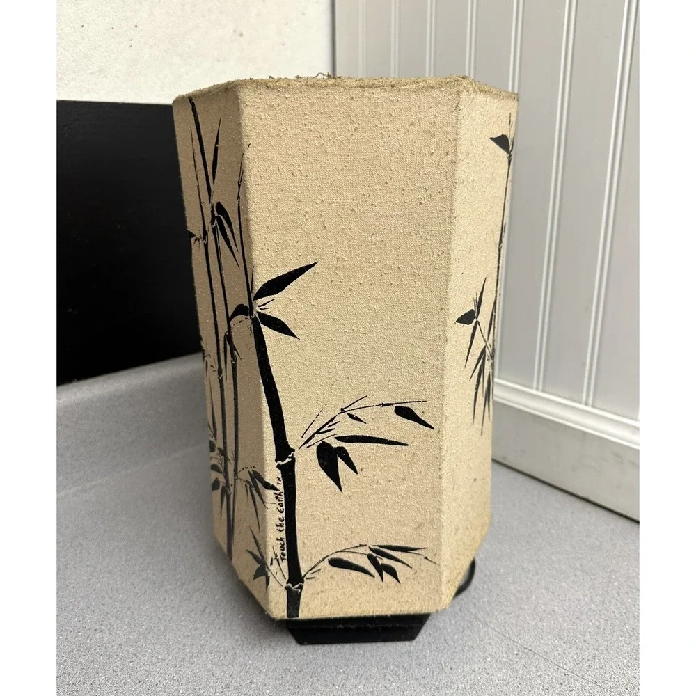 Vintage '95 Hand Painted Bamboo Patterned Table Lamp 